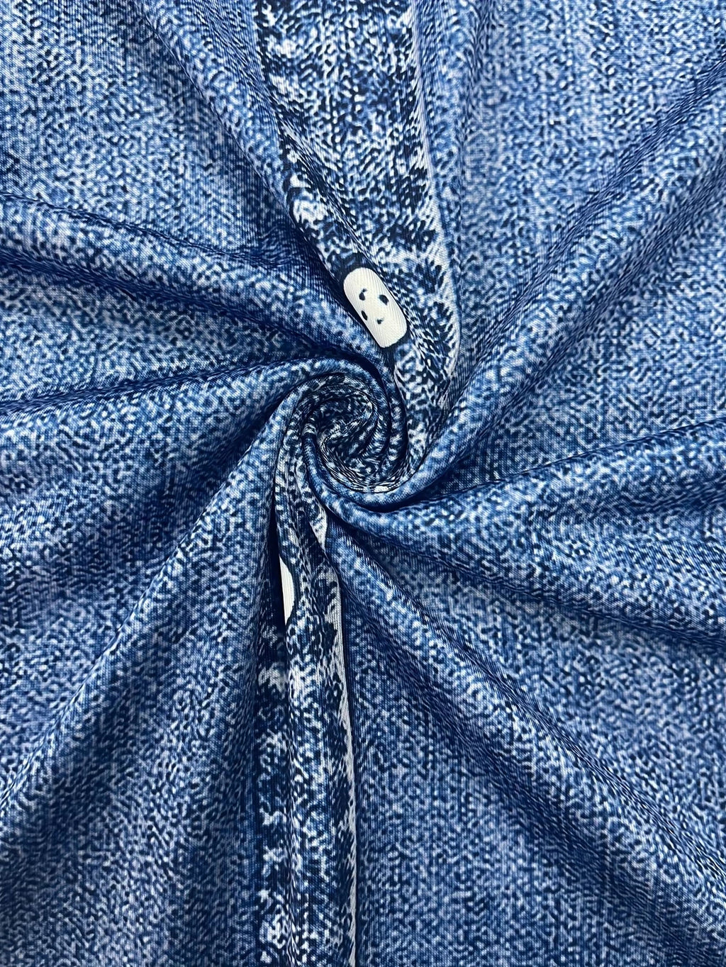 Damen Daisy 3D-Print Faux-Denim Midikleid Sommer Lässiges Kurzarm-Kleid mit Fake-Knopfleiste A-Linie Fließendes Sommerkleid für Strandurlaub