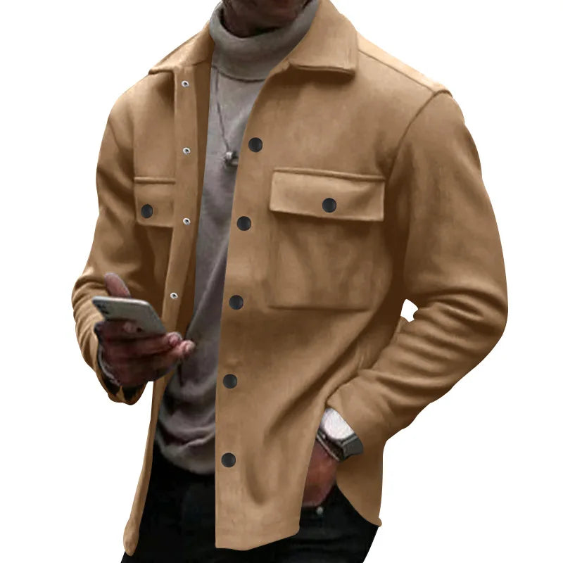 Winter europäische und amerikanische grenzüberschreitende lässige Herrenbekleidung Fleece-Revers europäische und amerikanische einreihige schmale Jacke