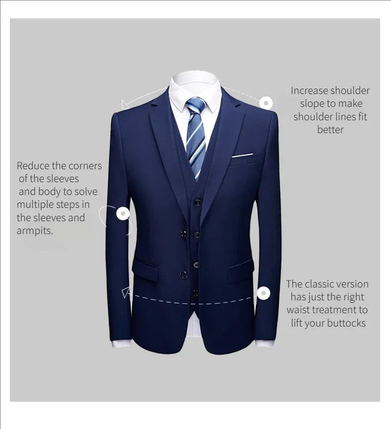 Men Suits Set Jackets Pants 2 Pieces Elegant For Wedding Slim Fit Blazers Formal Outfit Fashion Classic Full 2025 Costume
