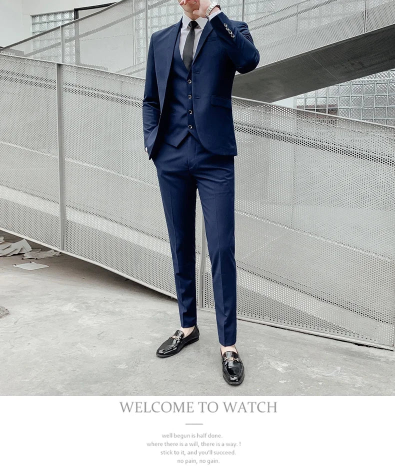 Anzug Upgrade des neuen Stoffes Herren Business Gentleman Fashion Slim Work Solid Color Plus Size Fair Dress Hochzeit Trauzeugenanzug