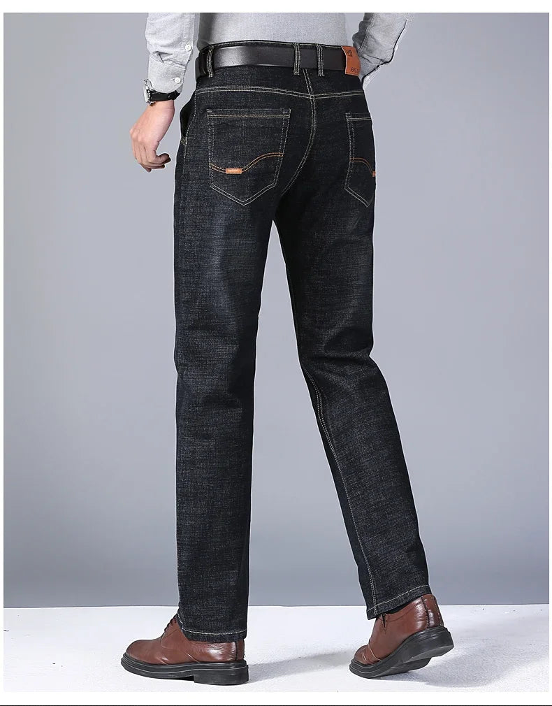 Männer Frühling Herbst Vintage Schwarz Business Jeans Männer Casual Gerade Stretch Klassische Arbeit Denim Hosen Bequeme Hose