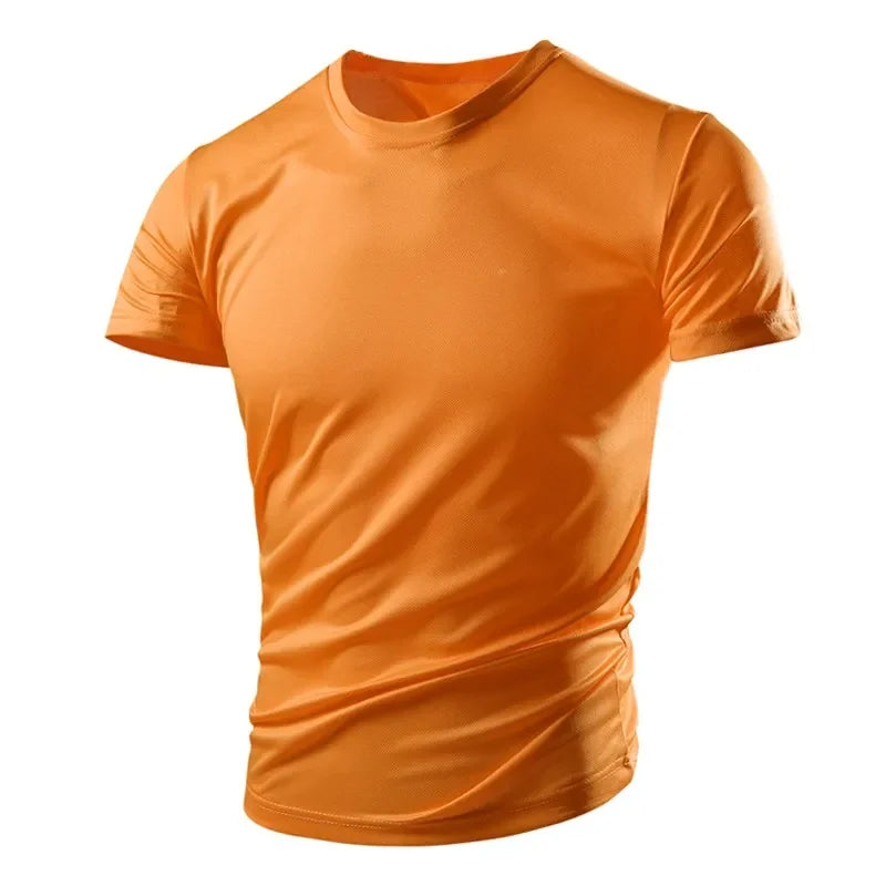 Neues Sommer-Herren- und Damen-Halbarm-Kurzarm-T-Shirt aus Eisseide, atmungsaktiv, für Sport und Fitness, schweißableitend, schnell trocknend