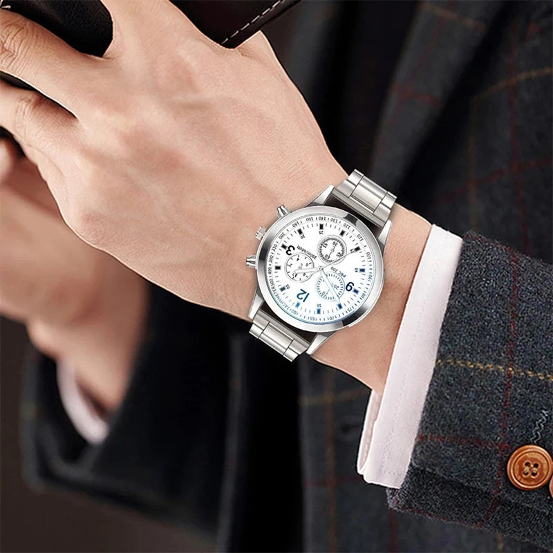 1/2PCS Herren Business Uhren Mode Herren Stahlband Quarzuhr mit Armband (Box nicht im Lieferumfang enthalten)