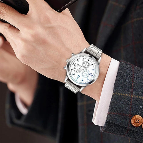 1/2PCS Herren Business Uhren Mode Herren Stahlband Quarzuhr mit Armband (Box nicht im Lieferumfang enthalten)