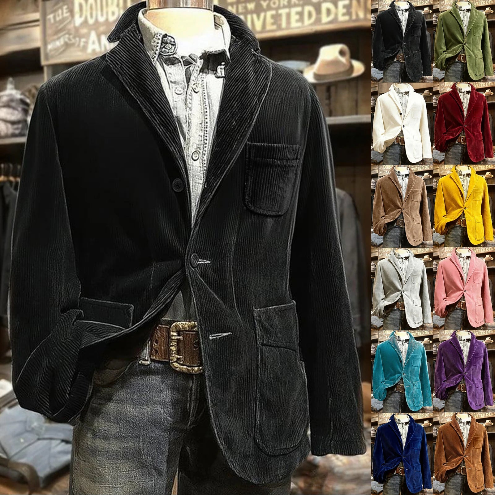 Männer Einfarbig Cord Warme Anzug Jacke Strickjacke Frühling Herbst Business Casual Cord Blazer Jacke männer Anzug Mantel