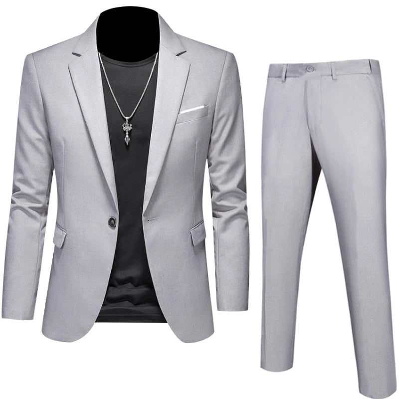 Plus Size 6XL 5XL Herrenanzug Mantel + 2-teilige Hose/Business Fashion Bürokleid/Slim Fit Hochwertiges Bräutigam-Hochzeitskleid-Anzug-Set