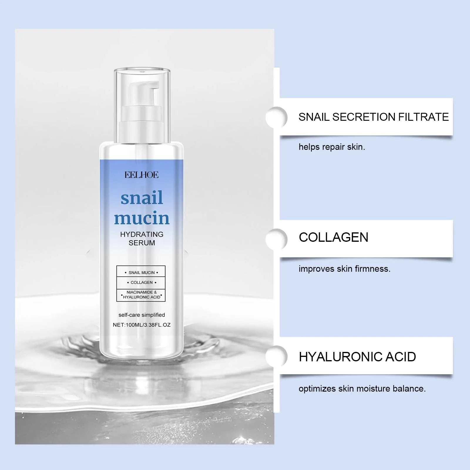Snail Mucin Moisturizing Essence Tiefenpflege Straffende Haut verbessert effektiv Stumpfheit, feuchtigkeitsspendende, weichmachende Pflegeessenz