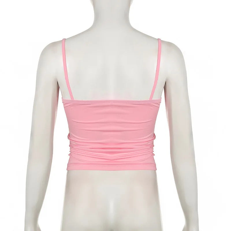 Sexy Träger-Tanktops mit Spitze, neue modische ärmellose V-Ausschnitt Y2K Vintage Hot Girl Crop Tops, lässige Streetwear, schmal geschnittene schicke T-Shirts