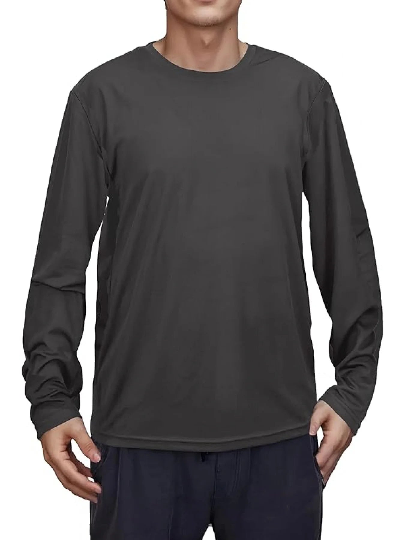 5-teiliges einfarbiges Herren-Langarm-T-Shirt mit Rundhalsausschnitt, vielseitiges Design, bequem und modisch