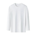 Herren-T-Shirt, einfarbig, Rundhalsausschnitt, Baumwolle, langärmelig, Sommer, bequem