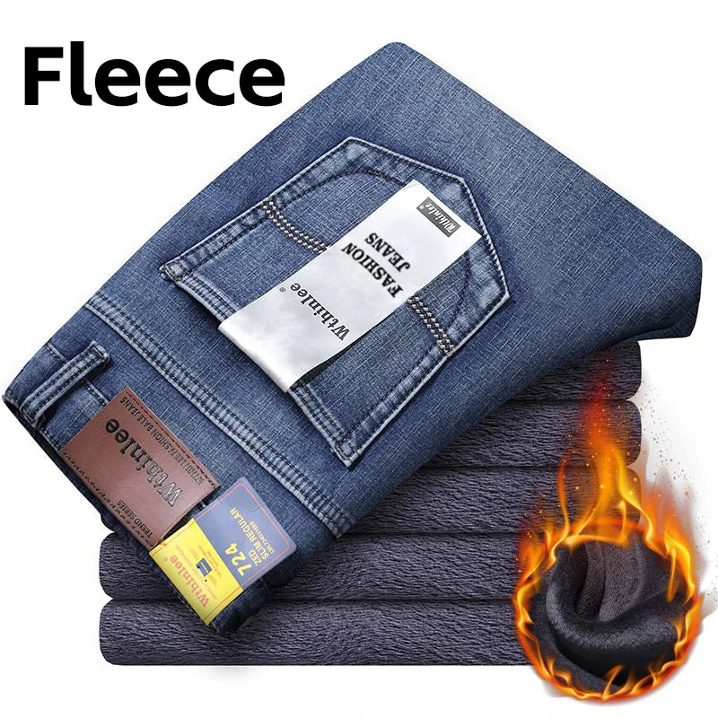 Wthinlee Neue Business-Jeans für Herren, lässig, gerade geschnitten, Stretch, modisch, klassisch, blau, schwarz, Arbeits-Denim-Hose, Herrenbekleidung
