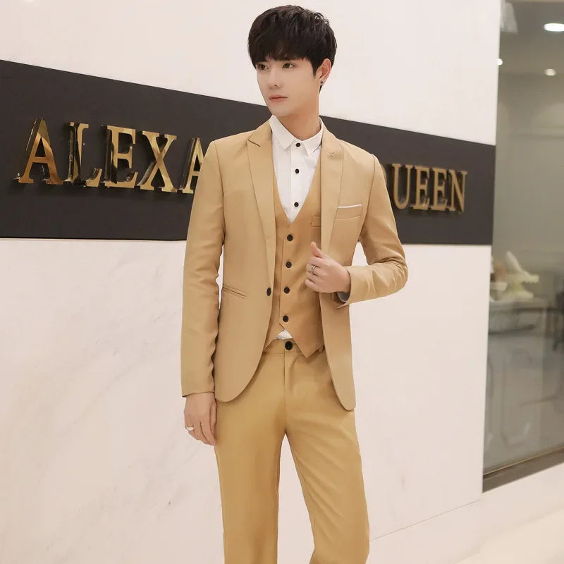 Western-Stil Herrenanzüge Grenzüberschreitende Großhandel Neue Ankunft Abnehmen Dreiteiliges Set Koreanische Version Business Professionelle Kleid