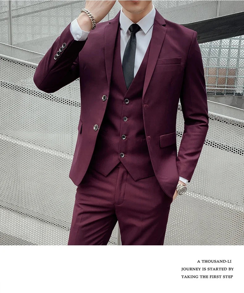 Anzug Upgrade des neuen Stoffes Herren Business Gentleman Fashion Slim Work Solid Color Plus Size Fair Dress Hochzeit Trauzeugenanzug