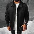 Men's Warm Brushed Jacket Lapel Button-Down Casual Coat for Autumn Winter Business，with Pocket
