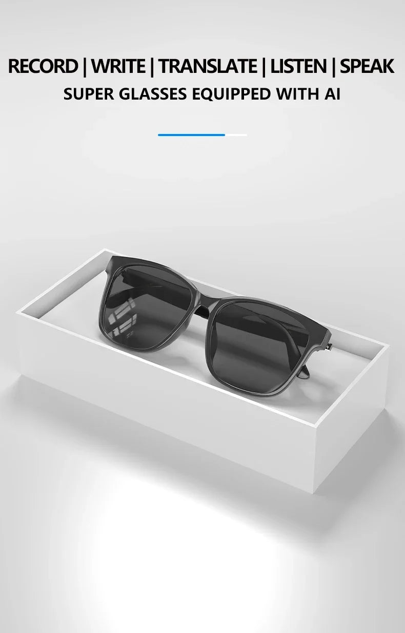 New AI Smart Glasses Intelligent Real-time Language Translator Bluetooth Wireless Headphone AI Chat Smart Sunglasses Men Wome