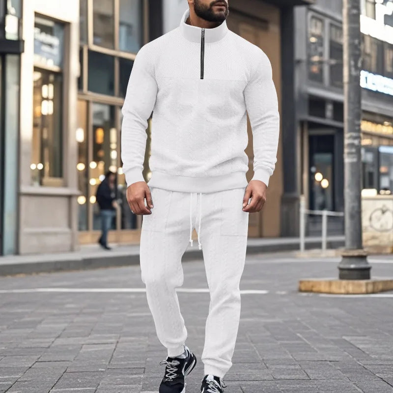 Herbst Kleidung Herren Luxus Trainingsanzug Freizeit Stehkragen Langarm Zipper Sweatshirt + Hosen Streetwear 2-teiliger Anzug S-3XL