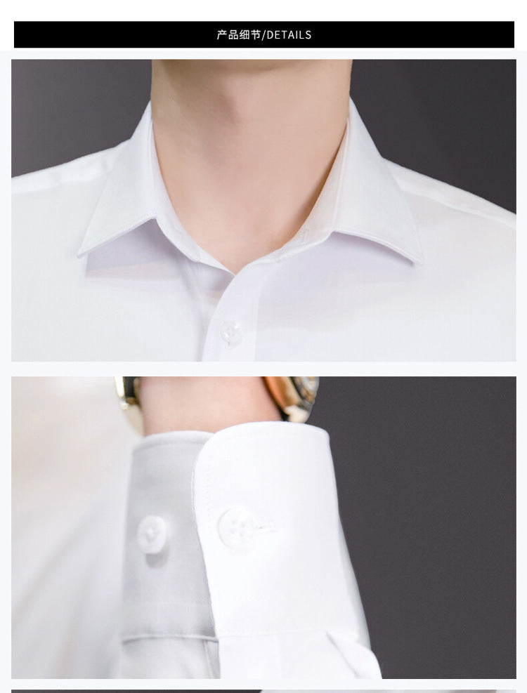 Neue Plus Größe Männer Einfarbig Business Hemd Mode Klassische Grundlegende Beiläufige Dünne Weiße Langarm-shirt Marke Kleidung
