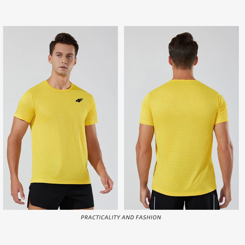 Sommer-Trainings-T-Shirt für Herren, hochwertig, atmungsaktiv, schnell trocknend, kurzärmelig, Top für Marathon, Fitnessstudio, Fitness, Basketball-T-Shirts