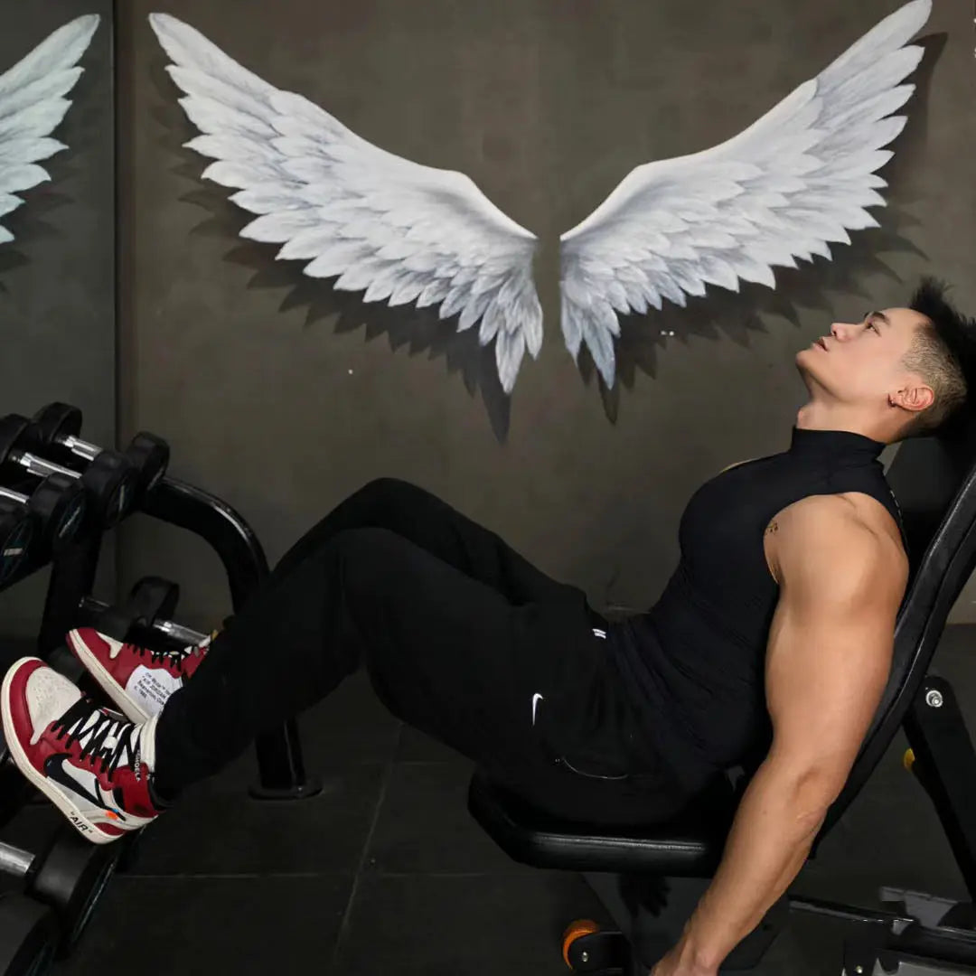 Men's tank tops sports gym clothing high collar breathable sports training clothes gym bodybuilding sleeveless T-shirt tank tops