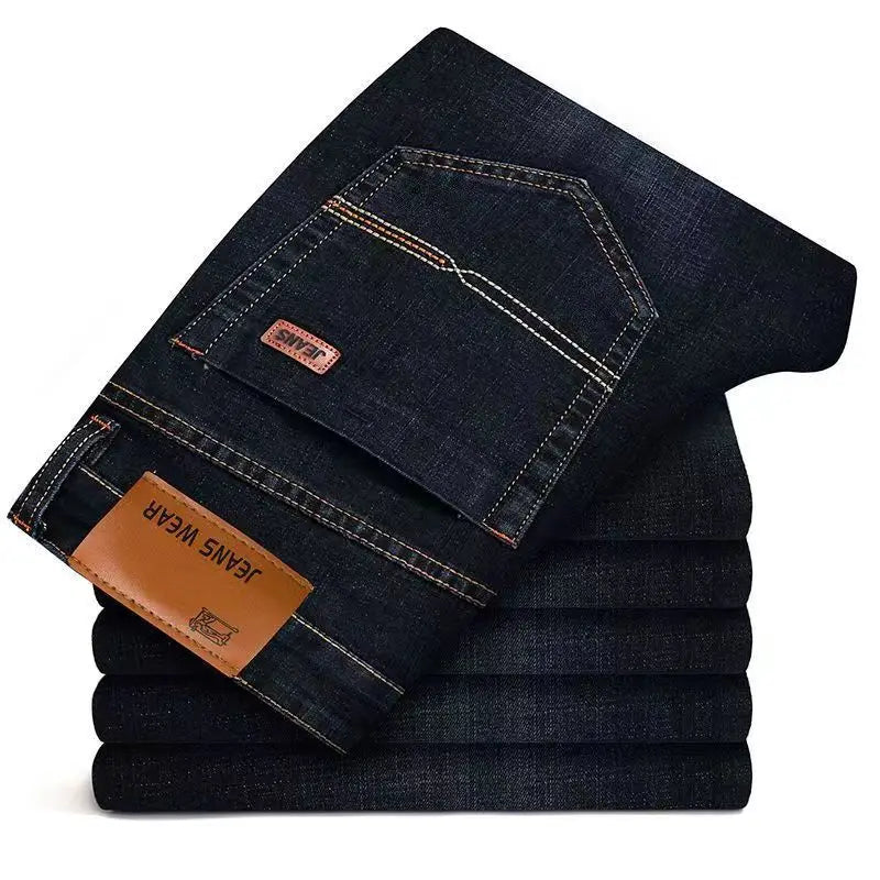 Männer Frühling Herbst Vintage Schwarz Business Jeans Männer Casual Gerade Stretch Klassische Arbeit Denim Hosen Bequeme Hose