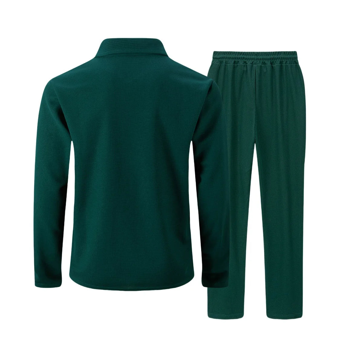 2026 Neue Herren Frühling-Herbst Karierte Strickjacke mit Reißverschlusskragen und Hosen-Set (mit Taschen)