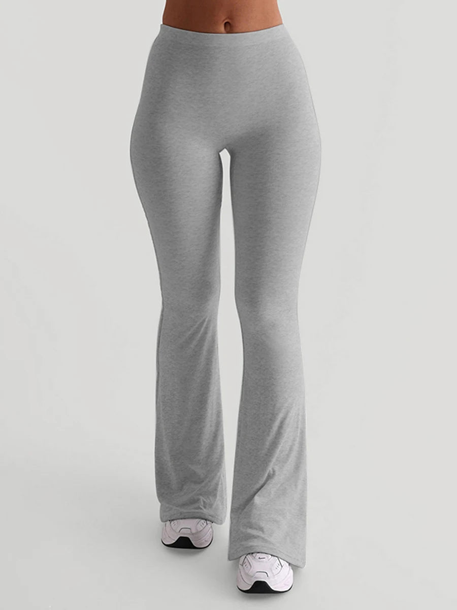 Women Casual Solid Colors High Waist Bell Bottoms Trendy Bootcut Trousers Flared Leggings Pants for Streetwear