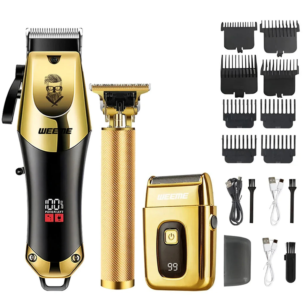 T9 Vintage Haarschneider für Männer, tragbares USB-Schnellladegerät mit Nasenhaarschneider-Set, professioneller Präzisions-Elektrorasierer