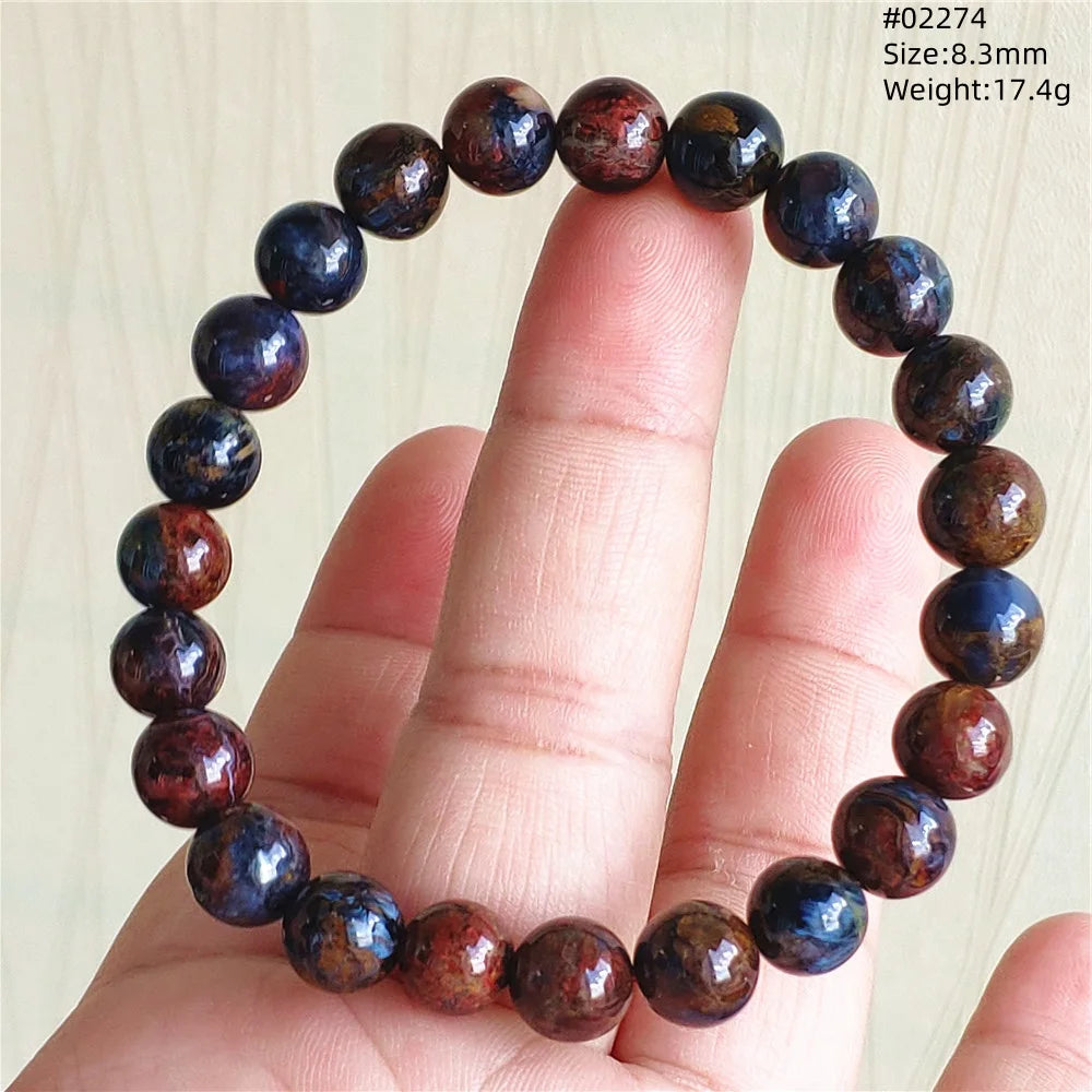 Natürliche blaue Pietersite Runde Perlen Armband Schmuck 12,5 mm Feuer Pietersite Namibia Feuer Pietersite Seltene Steinperlen AAAAAA