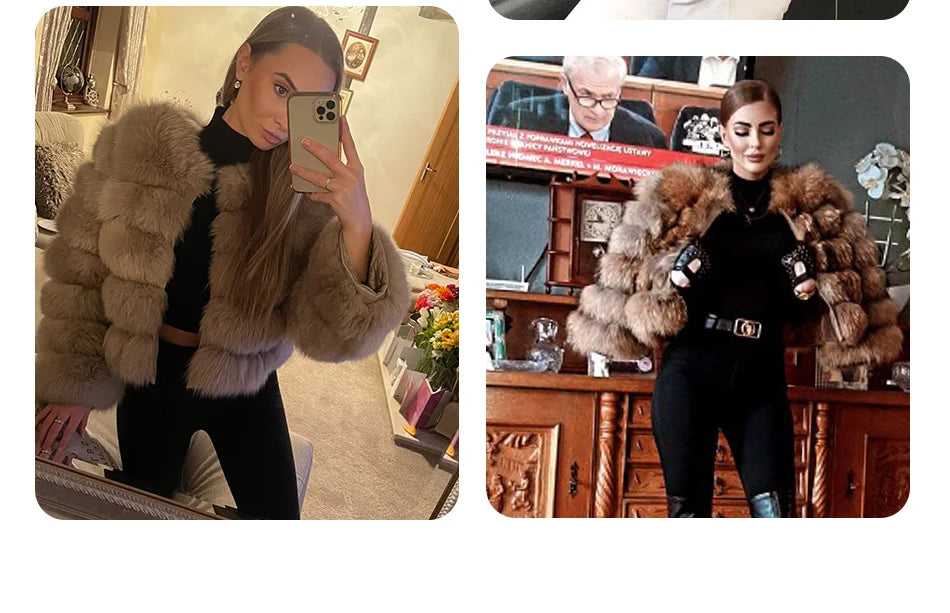Maomaokong 2025 Natural Real Fox Fur Coat Women Winter Warm Luxury Fur Jacket Detachable Long Sleeves Female Vest Furry Coats