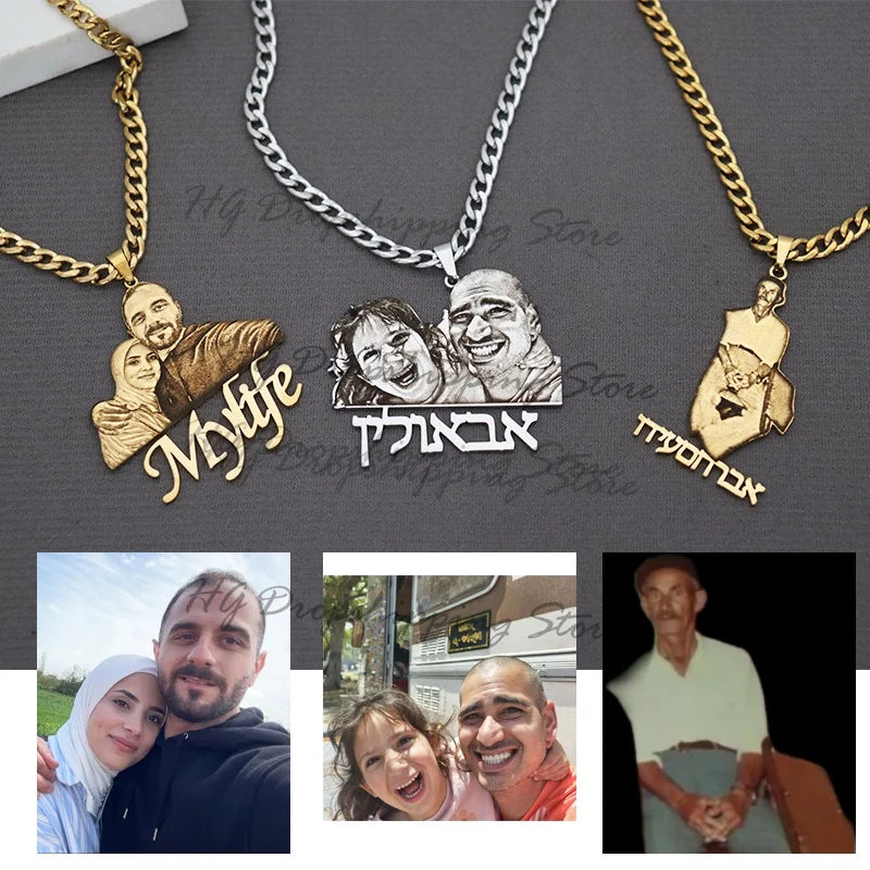 Personalisiertes Bild, Namensschild-Anhänger, individuelle Foto-Halskette, gravierte Porträt-Halskette, Weihnachtsgeschenk für Kinder, Schmuck, Familiengeschenke