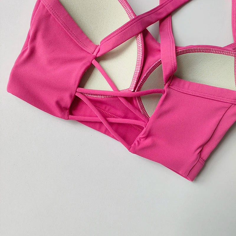 Slim Shoulders Sexy Yoga Vest Fixed Cup Medium Intensity Sports Underwear Suspender Beauty Back Shock-proof Integrated Chest Pad