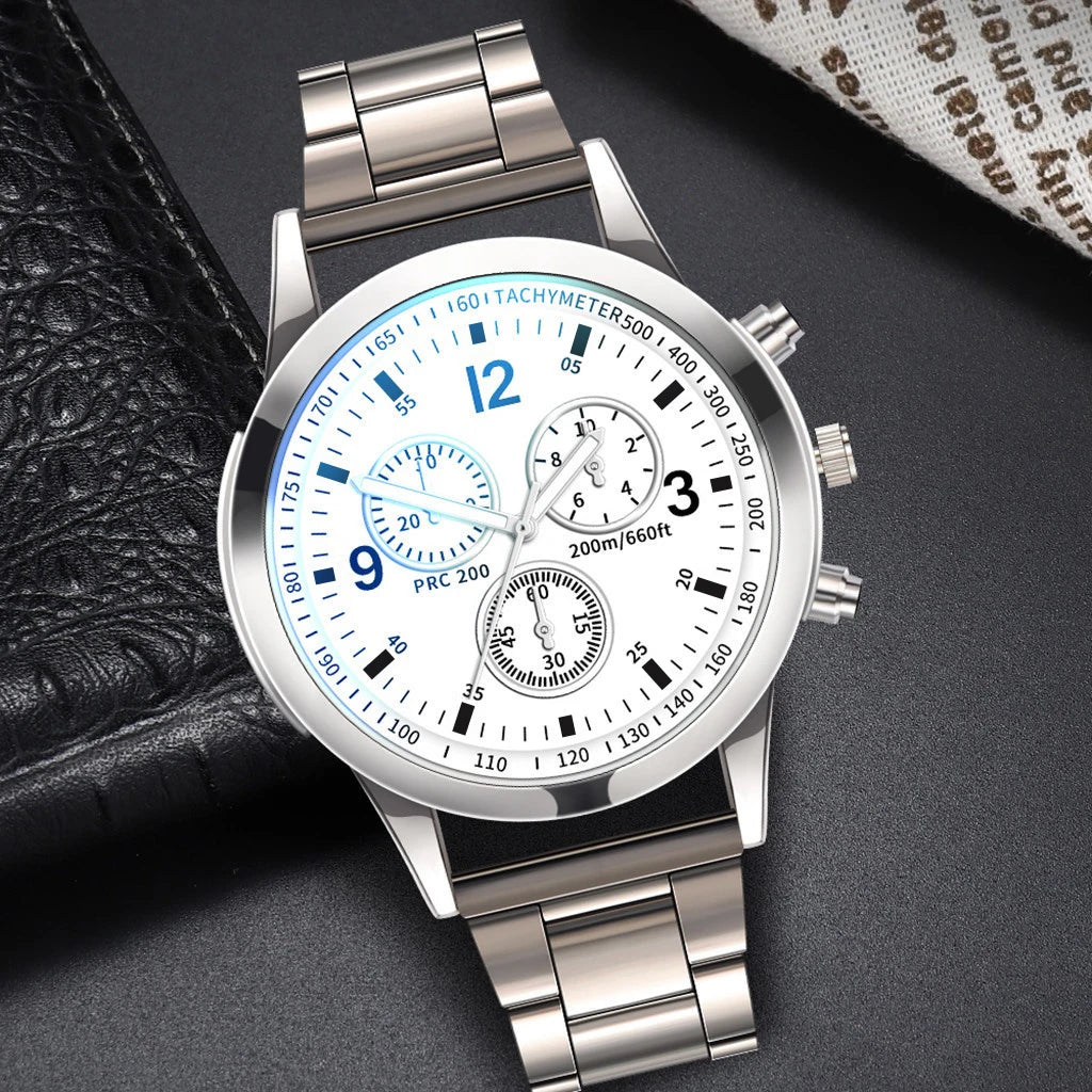 1/2PCS Herren Business Uhren Mode Herren Stahlband Quarzuhr mit Armband (Box nicht im Lieferumfang enthalten)