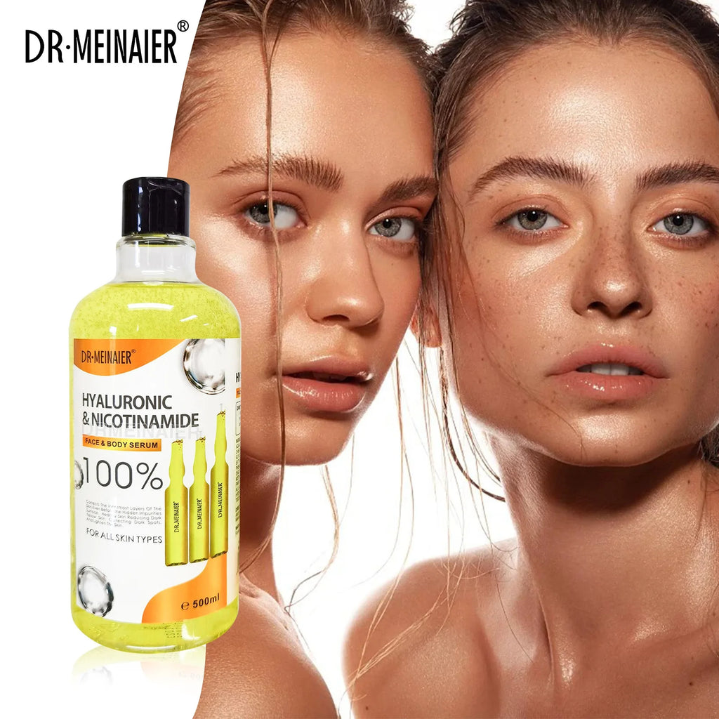 500 ml Hyaluronsäure-Gesichts- und Körperserum mit Vitamin C, Nikotinamid und AHA-Aufhellung, feuchtigkeitsspendend, fleckenkorrigierende Hautpflege