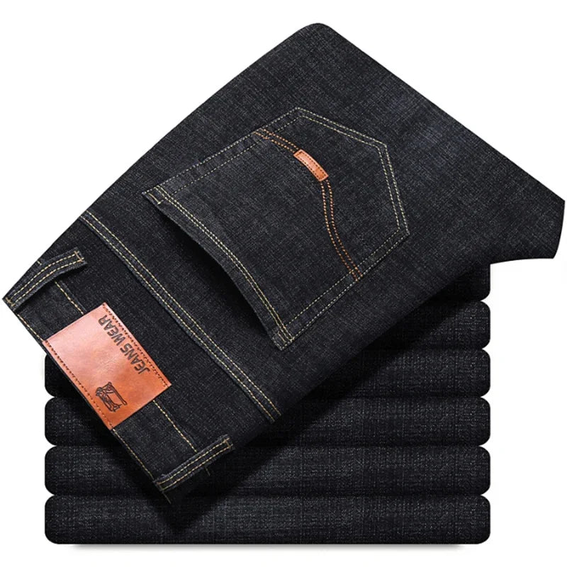 Männer Frühling Herbst Vintage Schwarz Business Jeans Männer Casual Gerade Stretch Klassische Arbeit Denim Hosen Bequeme Hose