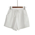 Damen Baumwoll-Leinen-Shorts 2026 – Neue Sommer High-Waist Freizeit-Sportshorts für Damen, einfarbig mit Taschen, lockere Strand-Shorts
