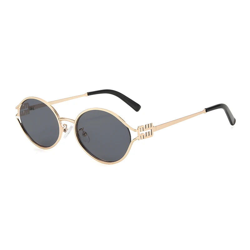 1-2PCS Neue Mode Marke Sonnenbrille Retro Kleine Rahmen Frau Mann Metall Cat Eye Brille Shades UV Schutz sonnenbrille mit Box