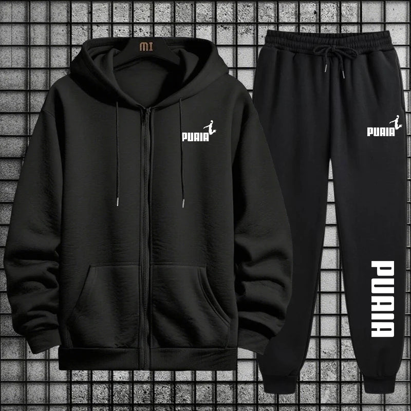 Neu im Damen-Trainingsanzug, Trenddruck, Kapuzenpullover, Hosen, 2-teiliges Set, lässiger Reißverschluss, Mantel, Anzug, Alltagskleidung, Herbst und Winter