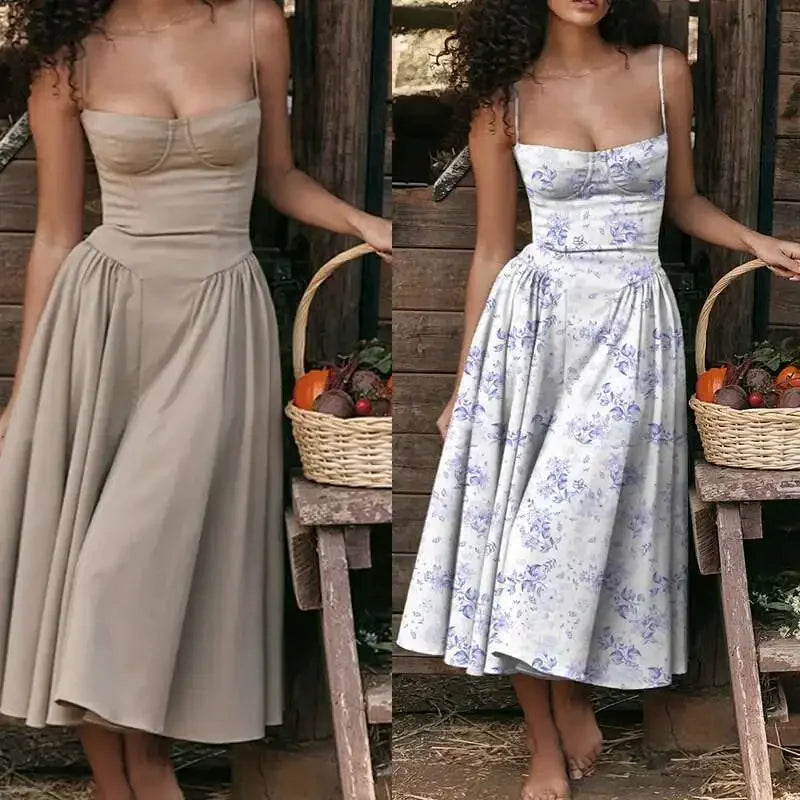 Sommer Sexy Frauen Kleid Böhmen Lange Kleider Luxus Elegante V-ausschnitt Ärmellose Slip Blume Strand Sommerkleid Kleid für Weibliche 2025