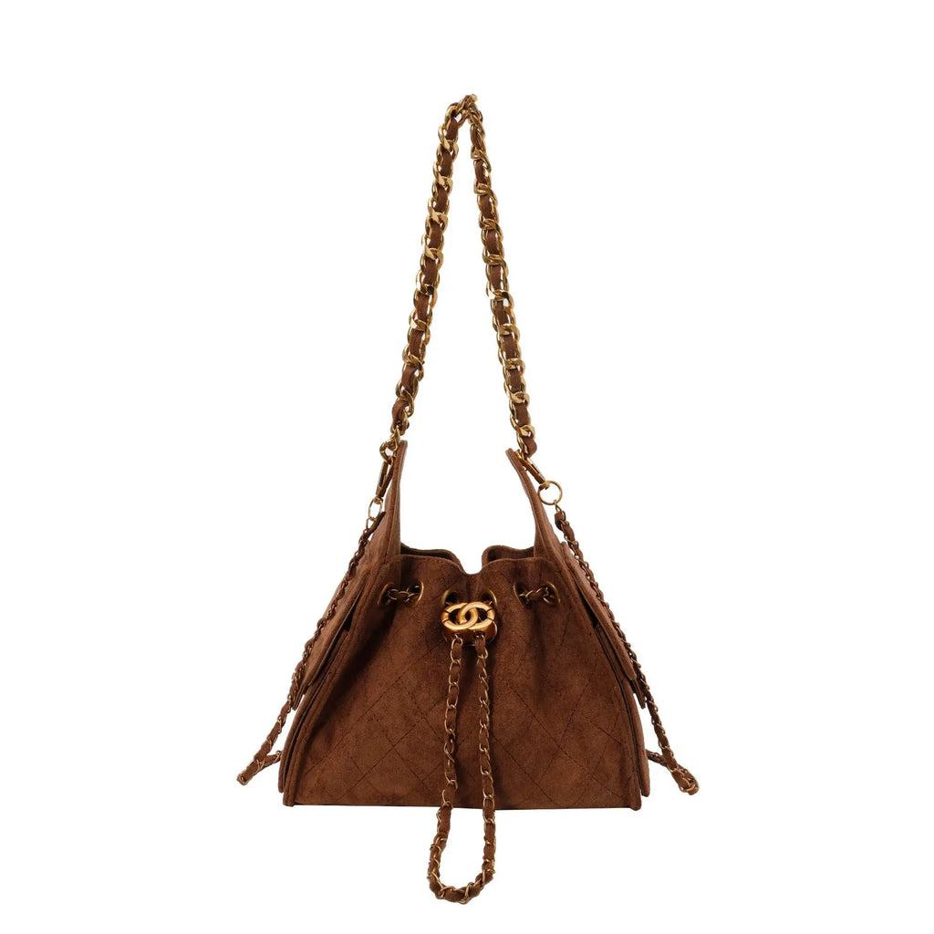 Trendy Geometric Chain Underarm Bag Women's Shoulder Bag Commuter Crossbody Bag Versatile PU Bucket Bag Autumn New Style