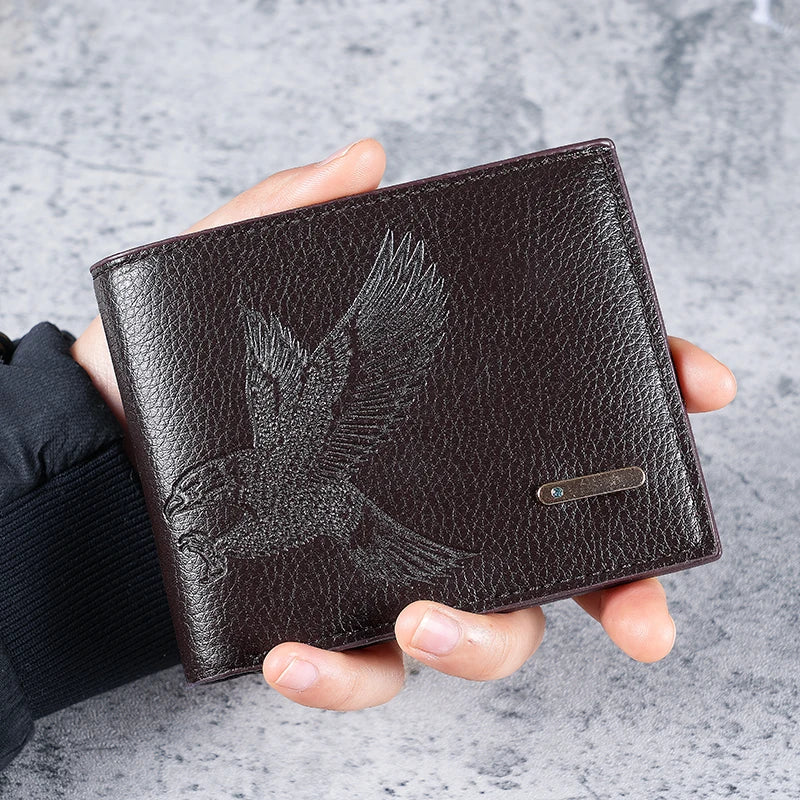 Kurze Herrenbrieftasche, dünn, 2024, neues, hochwertiges Adlermuster, Studenten- und Jugend-Geldbörse aus weichem Leder, Kartenpaket
