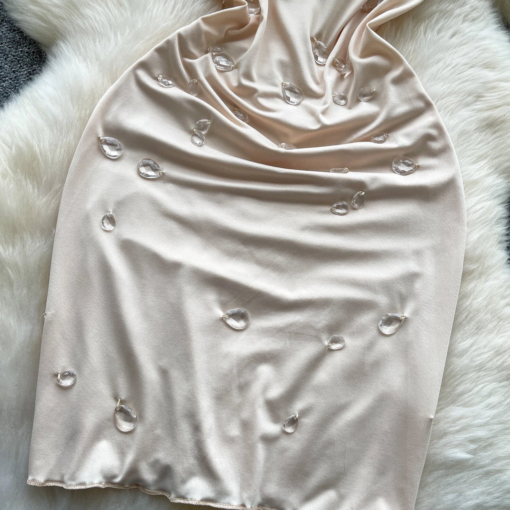 SINGREINY Mode Perlen Mini Sommerkleid Transparent Sling Design Schwingen Kragen Heißer Sommer Damen Sexy Backless, Figurbetontes Kleid