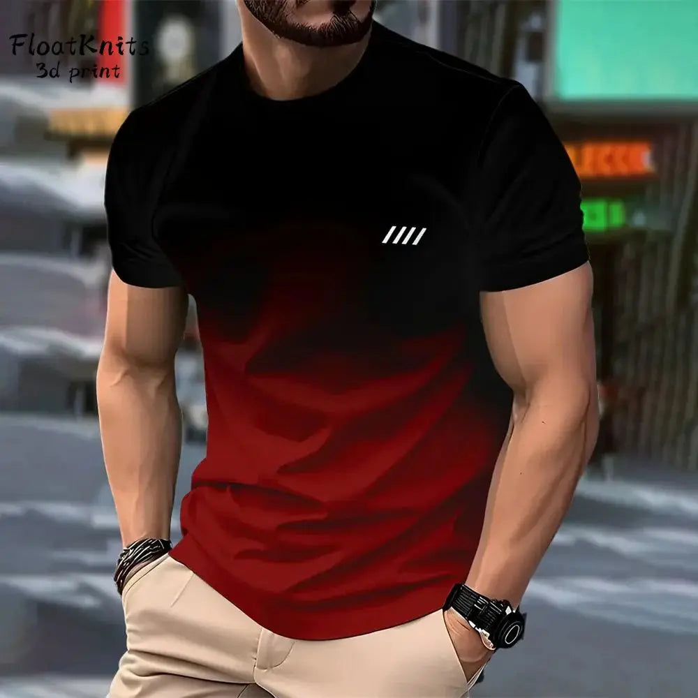 Das neue, schnell trocknende Herren-T-Shirt für den Sommer 2025, verfügt über einen lässigen, modischen und Streetwear-3D-Farbverlaufsdruck