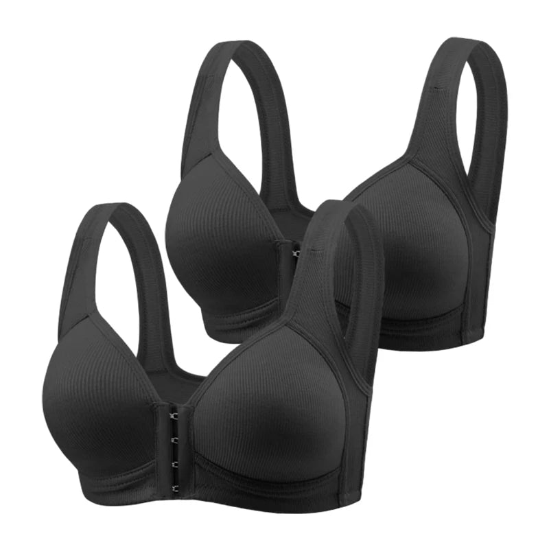 Fallsweet Nahtloser BH mit Vorderverschluss für Damen, solides, kabelloses Push-Up-Bralette, vollständige Abdeckung, feste Körbchen, bequeme Unterwäsche