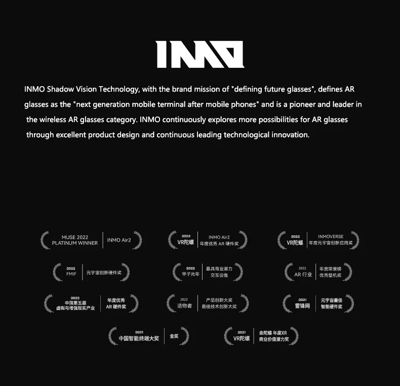 INMO Go Smart AR Glasses Real Wireless Ultra Light AI Assistant Translator Glasses for Music/Call/Translator/Prompter/Navigation