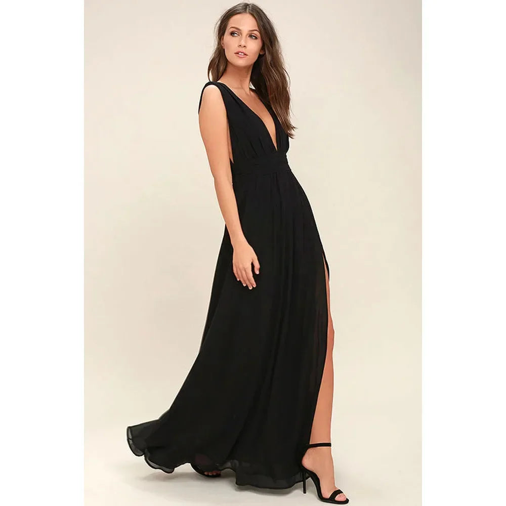 Sexy rückenfreies Maxi-Sommerkleid für Damen, Netzstoff, lang, figurbetont, rot, Weihnachts-Partykleid, Brautjungfern-Abendkleider
