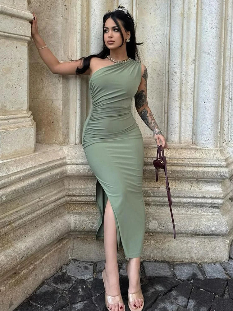 Damen Maxikleider Sexy Geschlitztes Schwarzes Ärmelloses Rückenfreies Schmales Kleid Sommer Damenmode Schulterfreies Club Elegantes Partykleid