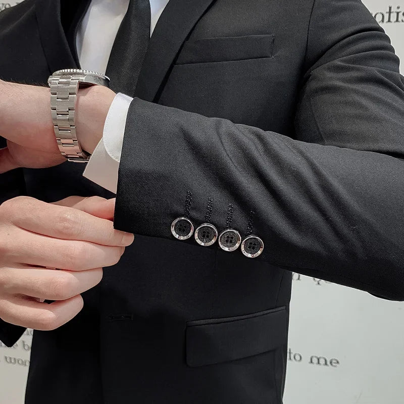 Anzug Upgrade des neuen Stoffes Herren Business Gentleman Fashion Slim Work Solid Color Plus Size Fair Dress Hochzeit Trauzeugenanzug