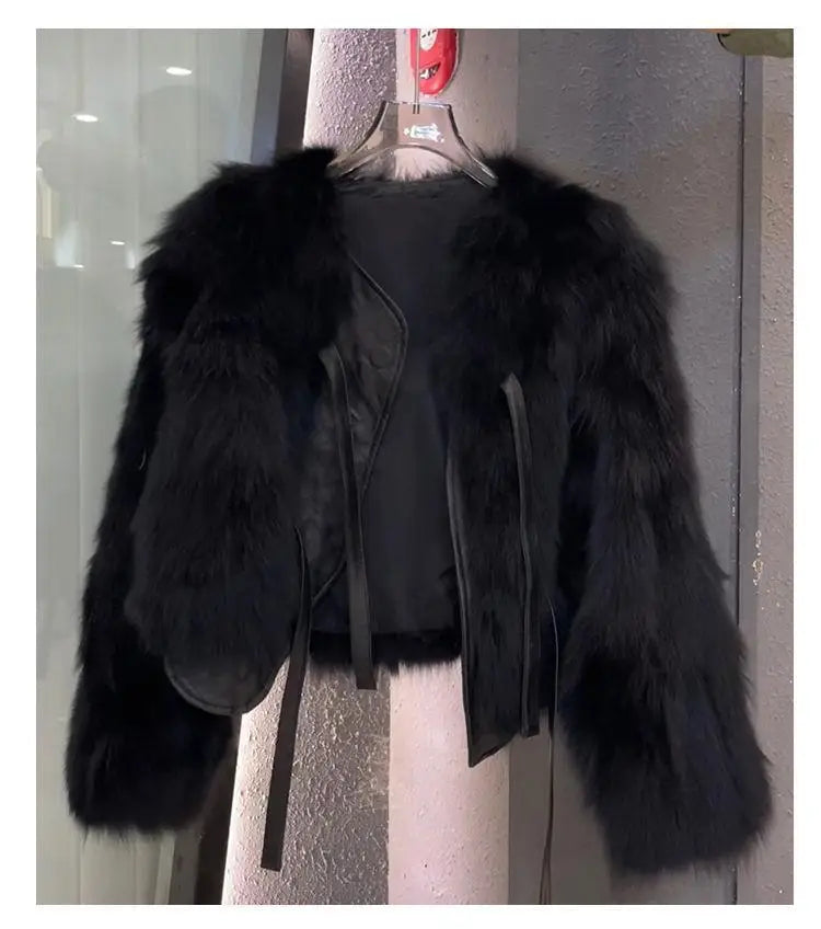 Nachahmung Fuchs pelz gras Mantel frauen Kurze 2025, Herbst/Winter Neue Koreanische version Vielseitig Spitze up Dicke top Weibliche Warme Outwear