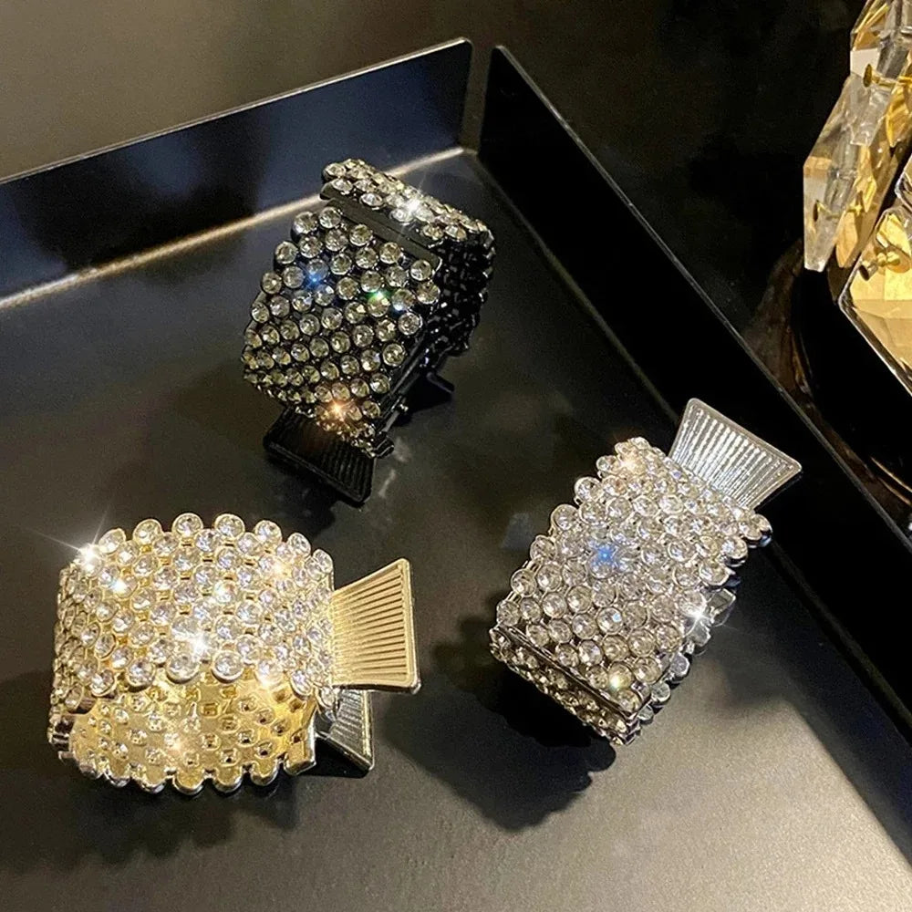 Mode Perle Strass Metall Haar Clip Frauen Mädchen Mini Hohe Pferdeschwanz Halter Kristall Haar Krallen Elegante Party Kopfschmuck