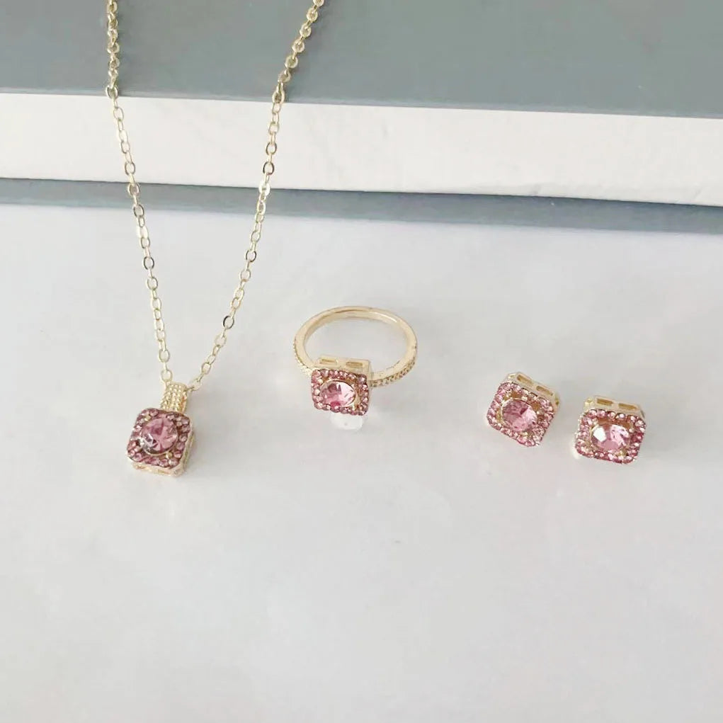 1-teiliges Luxus-Würfel-Schmuckset, elegantes Damen-Set mit Halskette, Ohrringen und Ringen, perfektes Geschenk zum Valentinstag, Weihnachtsgeschenk, Bi